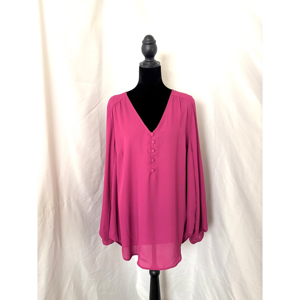 Torrid Harper Pink Blouse V-Neck Long Sleeve Size 0 - Picture 1 of 4